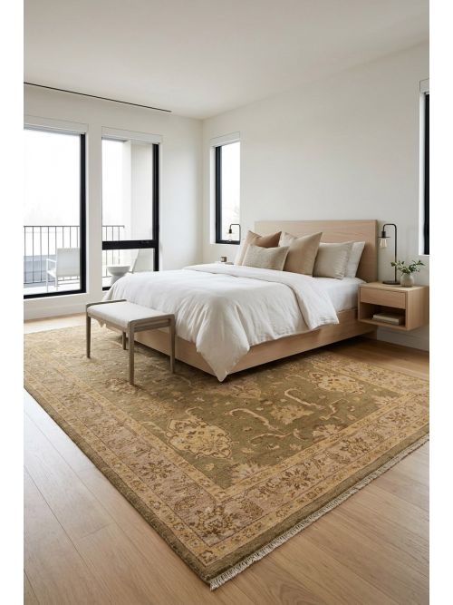 Pakistani Peshawar Oushak Hand-knotted Wool Rug, 188 x 279 cm