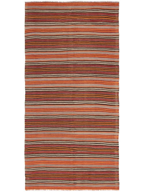 Turkish Boho Flat-Weave Wool Kilim, 147 x 302 cm