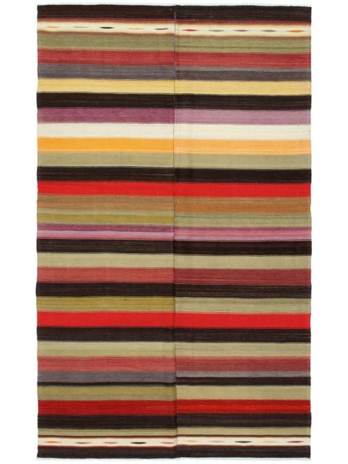 Turkish Boho 5'8" x 9'8" Flat-Weave Wool Kilim 