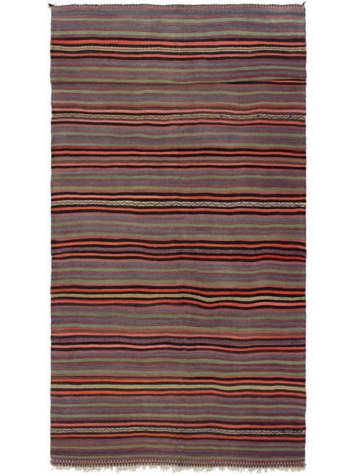 Turkish Boho 4'11" x 12'8" Flat-Weave Wool Kilim 