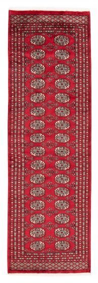 Bordered  Traditional Red Runner rug 8-ft-runner Pakistani Hand-knotted 382100
