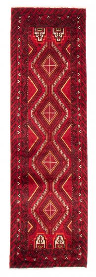 Bordered  Tribal Red Runner rug 6-ft-runner Afghan Hand-knotted 384752