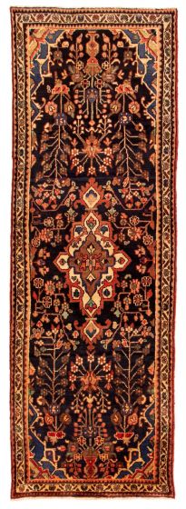 Bordered  Traditional Blue Runner rug 11-ft-runner Persian Hand-knotted 352366