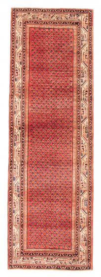Bordered  Tribal Red Runner rug 11-ft-runner Persian Hand-knotted 385056