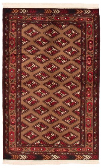 Bordered  Tribal Red Area rug 4x6 Turkmenistan Hand-knotted 351980