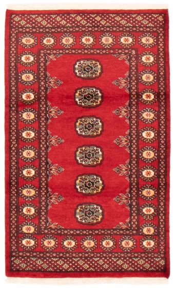 Bordered  Tribal Red Area rug 3x5 Pakistani Hand-knotted 361485
