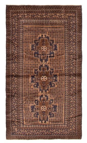 Bordered  Traditional Brown Area rug 3x5 Afghan Hand-knotted 370861
