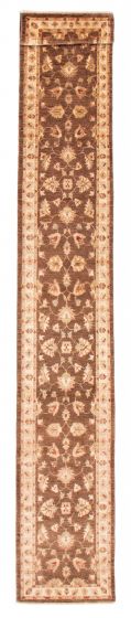 Bordered  Traditional Brown Runner rug 16-ft-runner Afghan Hand-knotted 378929