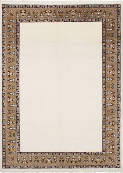 Transitional Ivory Area rug 6x9 Pakistani Hand-knotted 230712