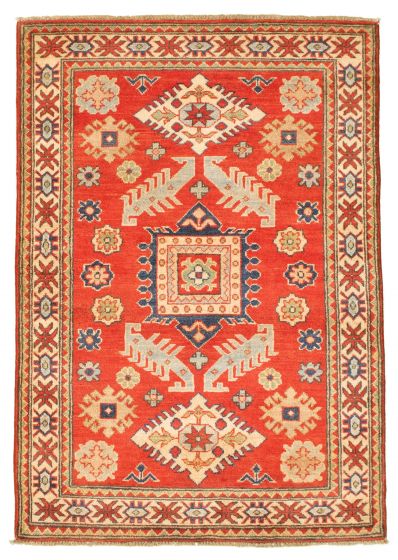 Bordered  Tribal Red Area rug 3x5 Afghan Hand-knotted 329344