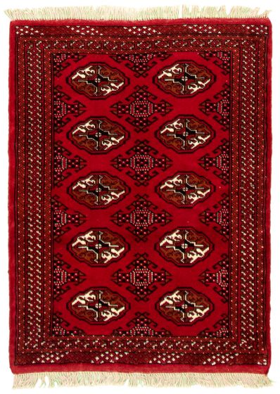 Bordered  Tribal Red Area rug 3x5 Turkmenistan Hand-knotted 332279