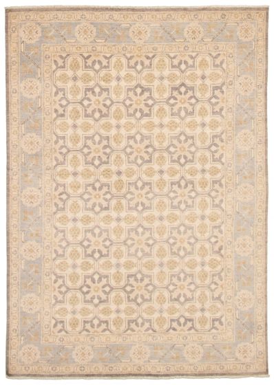 Bordered  Traditional Grey Area rug 5x8 Pakistani Hand-knotted 339056