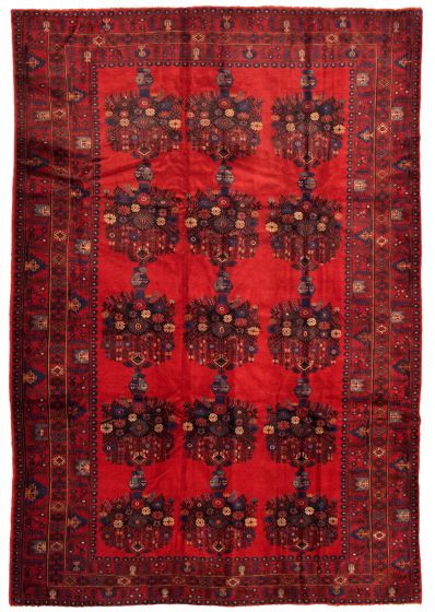 Bordered  Tribal Red Area rug 6x9 Afghan Hand-knotted 342684