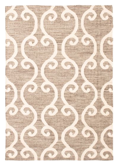Flat-weaves & Kilims  Transitional Grey Area rug 5x8 Turkish Flat-Weave 350636