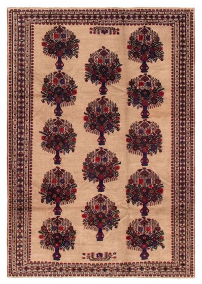 Bordered  Tribal Brown Area rug 6x9 Afghan Hand-knotted 358188