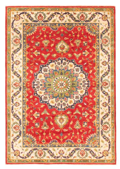 Bordered  Traditional Red Area rug 6x9 Afghan Hand-knotted 360421