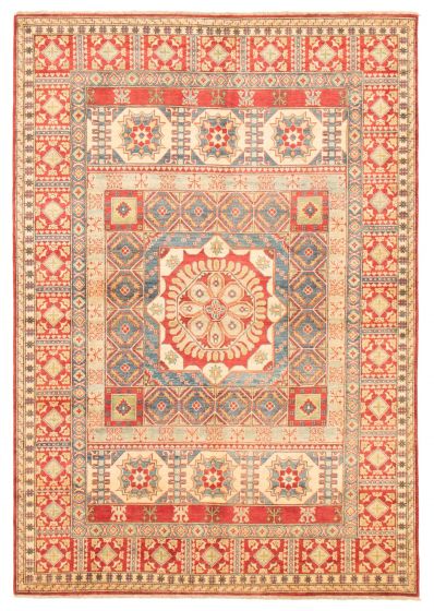 Bordered  Traditional Red Area rug 6x9 Afghan Hand-knotted 363520