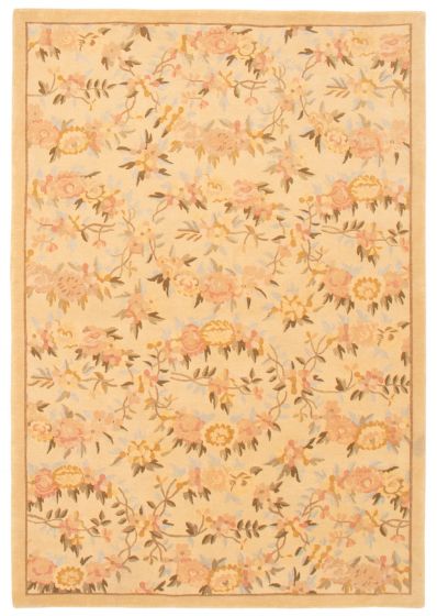Traditional Brown Area rug 5x8 Nepal Hand-knotted 368648