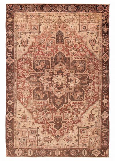 Vintage Red Area rug 8x10 Turkish Hand-knotted 391056