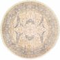 Bordered  Traditional Ivory Area rug Round Indian Hand-knotted 332051
