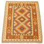 Turkish Bold and Colorful 3'1" x 4'3" Flat-weave Wool Red Kilim