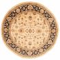 Bordered  Traditional Yellow Area rug Round Indian Hand-knotted 362316