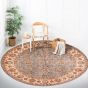 Bordered  Traditional Grey Area rug Round Indian Hand-knotted 374776