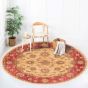 Bordered  Traditional Green Area rug Round Indian Hand-knotted 374937