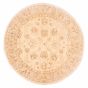 Bordered  Traditional Ivory Area rug Round Afghan Hand-knotted 379350