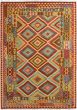 Bordered  Tribal Red Area rug 6x9 Turkish Flat-weave 285971