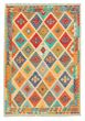 Bordered  Geometric Ivory Area rug 5x8 Turkish Flat-weave 329287