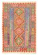 Bordered  Geometric Brown Area rug 3x5 Turkish Flat-weave 329321