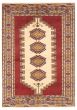 Bordered  Tribal Ivory Area rug 3x5 Turkmenistan Hand-knotted 353049