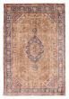 Bordered  Vintage/Distressed Brown Area rug 6x9 Persian Hand-knotted 380264