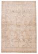Bordered  Vintage/Distressed Ivory Area rug 6x9 Turkish Hand-knotted 386574