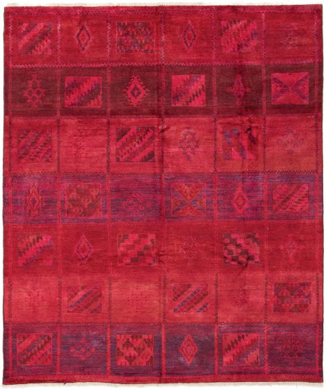 Casual  Transitional Red Area rug 6x9 Indian Hand-knotted 287294