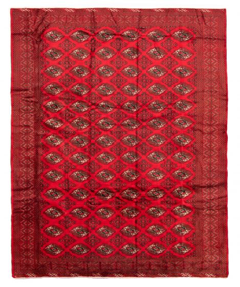 Bordered  Tribal Red Area rug 9x12 Afghan Hand-knotted 328321