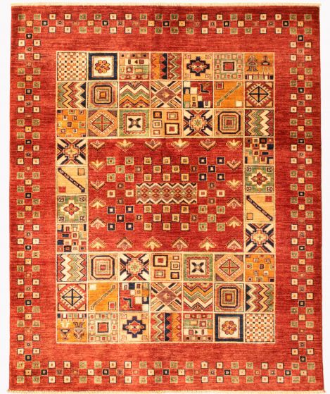 Bordered  Traditional Red Area rug 4x6 Afghan Hand-knotted 346731