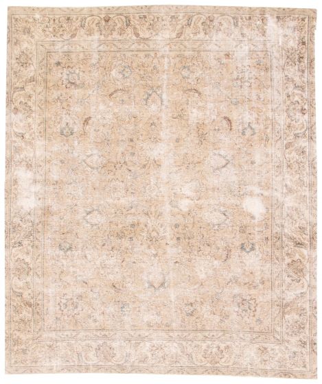 Bordered  Vintage/Distressed Green Area rug 8x10 Turkish Hand-knotted 374086