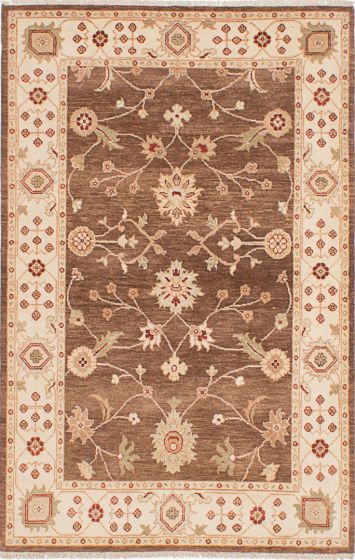 Traditional Brown Area rug 3x5 Indian Hand-knotted 223764