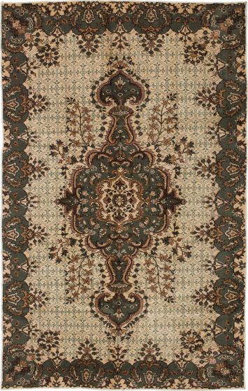 Traditional Ivory Area rug 5x8 Turkish Hand-knotted 236860