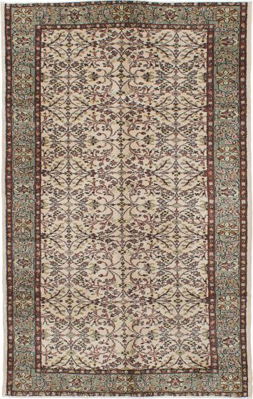 Traditional Ivory Area rug 5x8 Turkish Hand-knotted 240031