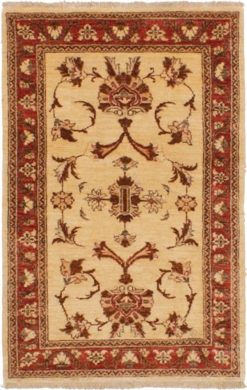 Bordered  Traditional Ivory Area rug 3x5 Afghan Hand-knotted 268375
