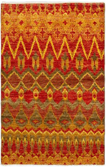 Casual  Transitional Red Area rug 3x5 Indian Hand-knotted 280032
