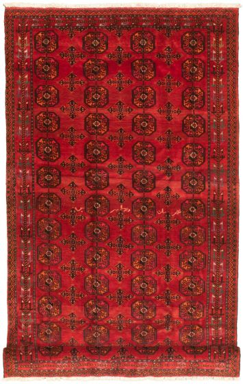 Bordered  Tribal Red Area rug Unique Russia Hand-knotted 320016