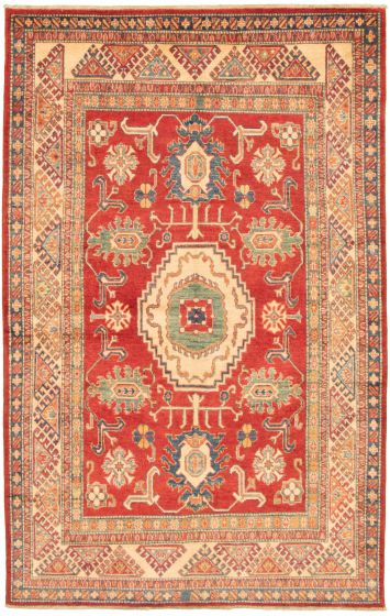 Bordered  Traditional Red Area rug 5x8 Afghan Hand-knotted 336977