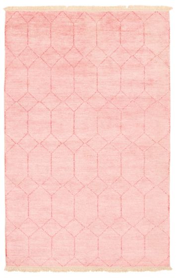 Moroccan  Tribal Pink Area rug 5x8 Indian Hand-knotted 349196