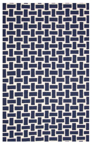 Contemporary/Modern  Transitional Blue Area rug 5x8 Turkish Flat-Weave 374755