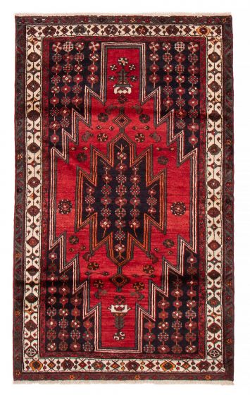 Bordered  Tribal Red Area rug 4x6 Turkish Hand-knotted 380254