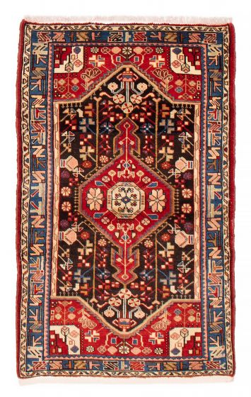 Bordered  Tribal Black Area rug 3x5 Persian Hand-knotted 382365
